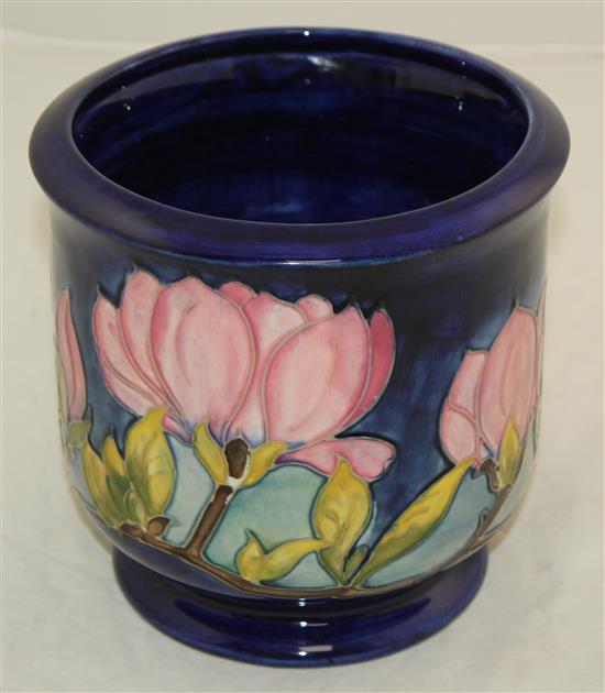 A Moorcroft jardiniere, a ginger jar and cover and bowl, post-war, jardiniere 17.5cm